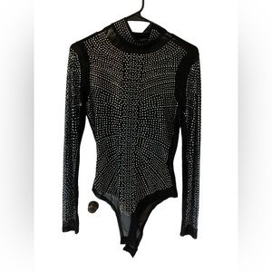 Women's Neva Nude Toxic Sparkle Crystal‎ One Piece Bodysuit, Size M-27